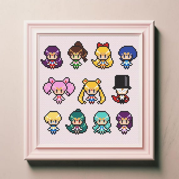 99.セーラームーン　sailor moon stich ＆rod Sailor Moon Cross Stitch Pattern, Magical Girl Anime (PDF Download