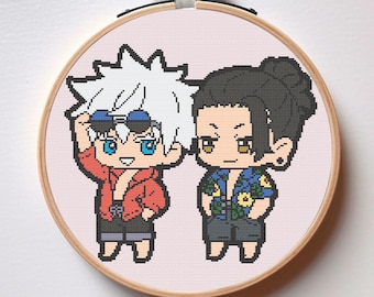 Jujutsu Kaisen Cross Stitch Pattern, Anime Friends (PDF Download)