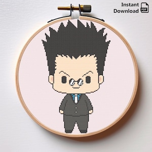 Chibi Anime Cross Stitch Pattern: Hunter Character (PDF)