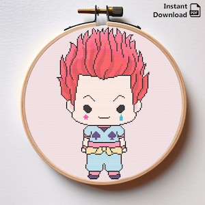 Chibi Anime Cross Stitch Pattern: Hunter Character (PDF)