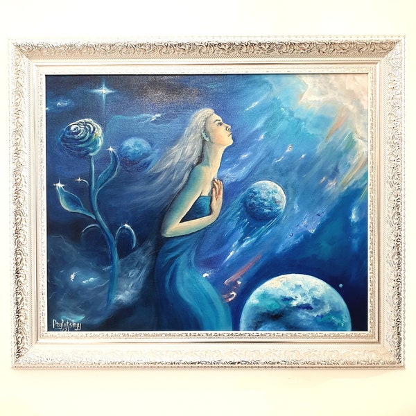 Constellation de la Rose, Space Painting, Cosmic Wall Decor,Planets ,Universe, Portrait Girl,Cosmic Fantasy,Stars and Matter of the Universe