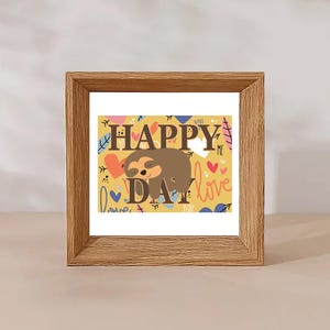 Postal "Feliz Día del Perezoso" con texto en inglés "Love Me", lámina artística A6, regalo perfecto