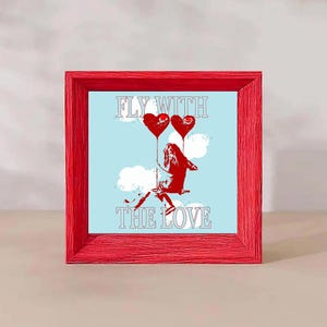 Carte postale Saint Valentin - Fly With The Love - Carte de vœux A6 Cadeau pour votre bien-aimé, Carte postale d'artiste faite à la main pour des moments spéciaux