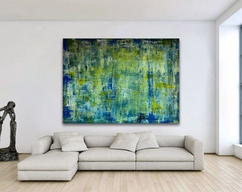 130 cm x 97 cm / 51 x 38 pollici XL Dipinto a mano su tela dipinto acrilico astratto pezzo unico originale "Colour Rush of Feelings"