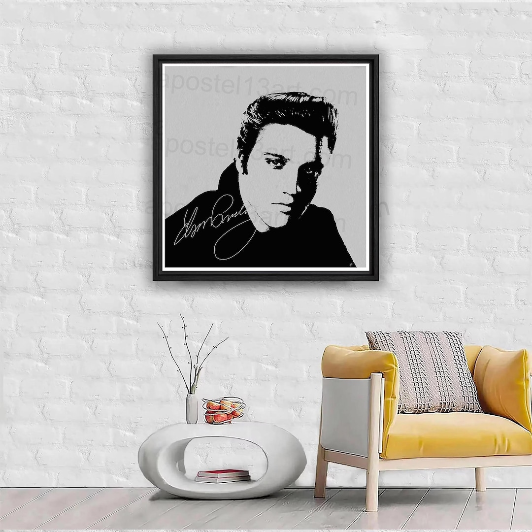 Elvis Presley Portrait Painting With Signature - Poster Rock 'n' Roll ...