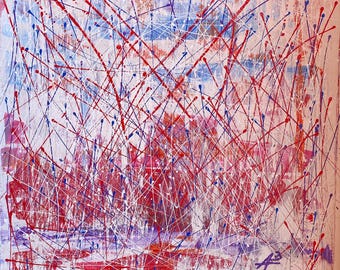 赤青現代アート抽象画プリントキャンバスカラフルな抽象アート、特大