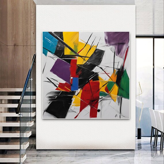 Tableau Mural Abstraction Moderne 120x80 Cm - Toile Imprimée XXL, Déco Murale