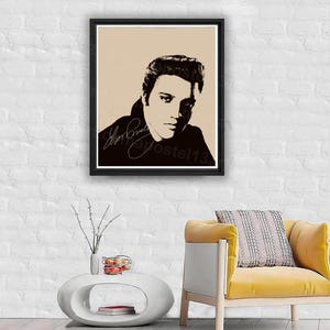 Elvis Presley Ritratto Dipinto con Firma - Poster Leggenda della Musica Rock 'n' Roll, Icona di Hollywood, Fantastico Poster Fotografico Regalo di Compleanno per Fan