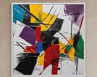 Ignition Point – Abstract Colorful Wall Art | Bold Geometric Painting | Mixed Media Canvas Art