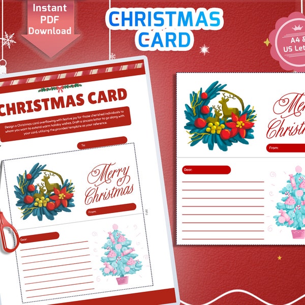 DIY Christmas Card Bundle - Instant Digital Download - Set of 4