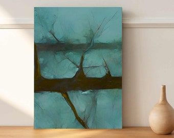 Blågrönt canvastavla: Drömsk naturinspirerad väggkonst