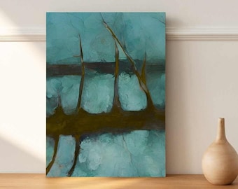 Blågrönt canvastavla: Drömsk abstrakt väggkonst