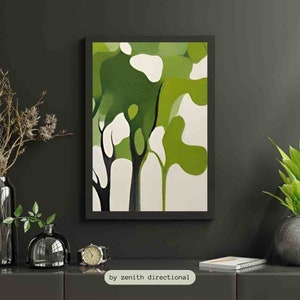 Gorgeous Unique Green Black Abstract Landscape Canvas Print Contemporary Trees Painting Modern Wall Art Gallery Wrap