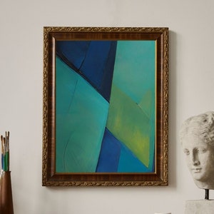 Abstract Canvas Painting Print: Blue, Green, and Sage Gallery Wrapped