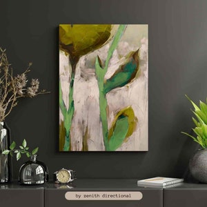Abstract Floral Canvas Print: Green Nature Inspired Wall Art