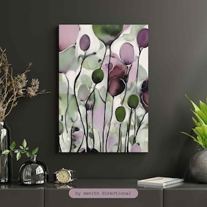 Abstract Floral Canvas Print: Mauve, Burgundy, and Sage Art