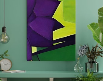 Lila Grön Geometrisk Canvastavla: Samtida Art Deco