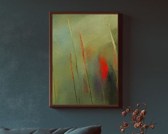 Underbar drömsk abstrakt landskaps canvastavla: Salvia lila minimalistisk väggkonst