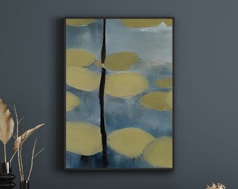 Abstrakt blommig canvastavla: Modern grön och blå väggkonst