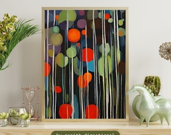 Impression sur toile géométrique abstraite fantaisiste et amusante : art mural moderne, coloré et audacieux