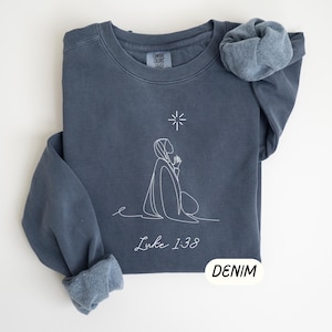 Luke 1:38 Shirt Christian Christmas Sweatshirt Nativity Shirt Baby Jesus Shirt Virgin Mary Sweatshirt Christmas Jesus Shirt Advent Catholic