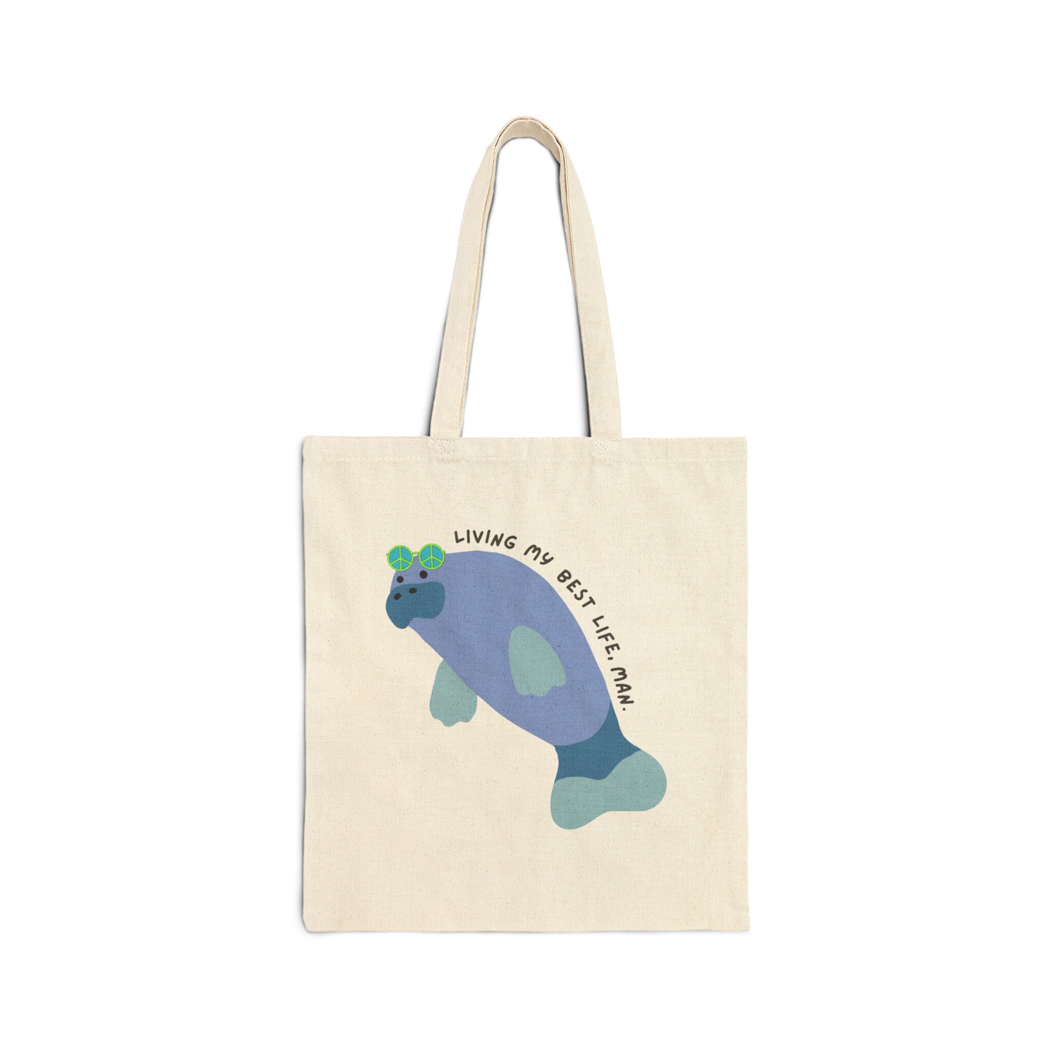 Manatee Bag Beach Tote Cute Canvas Tote Hippie Positive Words Bag