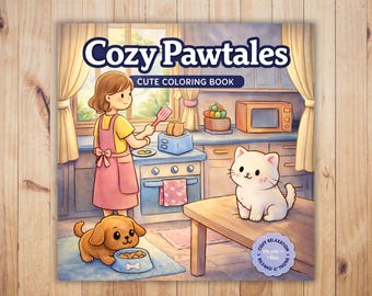 Cat and Dog Coloring Book, Cozy Pet Friends (PDF Digital Download)