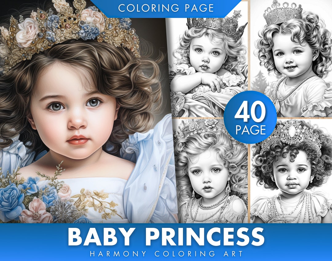 Baby Little Princess: 40 Coloring Pages, for Adults and Kids, Instant ...