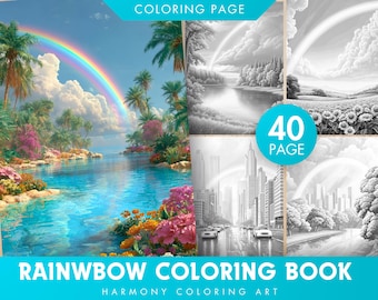 Livre de coloriage arc-en-ciel - 40 motifs amusants, PDF imprimable (téléchargement numérique)