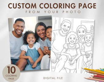 Custom Photo Coloring Book | Personalized Family Gift (Digital Download)