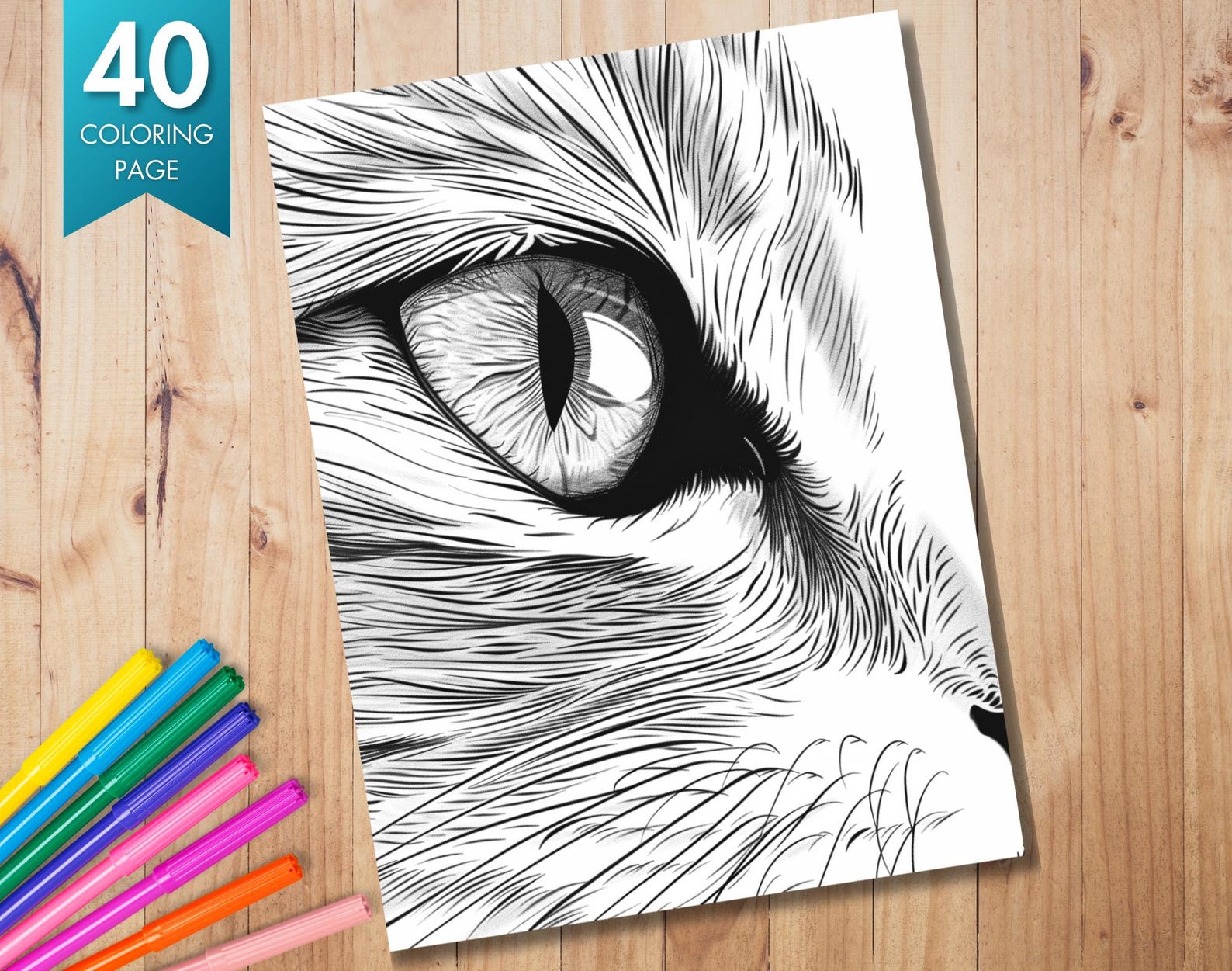40 Enchanted Cat Eyes Coloring Book Printable Adult Pages Magic Eyes Eye Grayscale Colouring ...