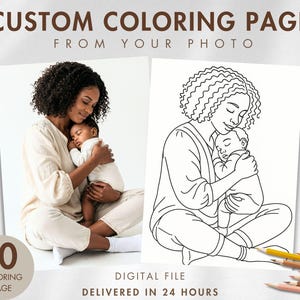 10 Custom Coloring Pages from Photo, Bundle Custom Sketch Coloring Page, Custom Kids Activity Page, Photo Coloring Page, Digital Download