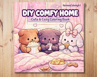 Comfy, Cozy, and Cute Coloring Pages, | 40 Fun Home Illustrations with Little Friends | Adult Coloring for Stress Relief | Digital Printable