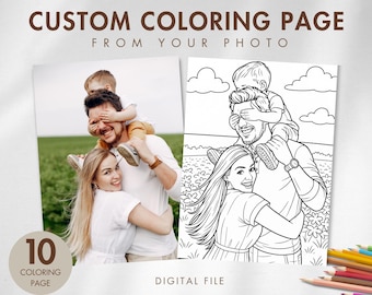 Personalized Photo Coloring Page | Custom Line Art Portrait (Digital Download)