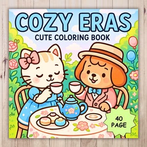 Cozy Eras Coloring Book, Cute and Cozy Digital Coloring Pages, 40 Pages, Instant Download Relaxing Coloring Book PDF JPEG
