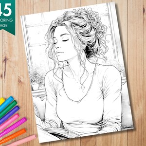 Printable Cozy Girl Moments | 45 Grayscale Coloring Pages | Self-Love & Comfort Art for Adults