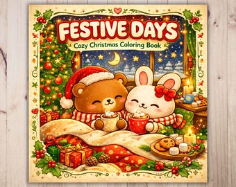 Christmas Coloring Pages, 40 Festive Winter Illustrations (Digital Download)