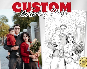 Custom Coloring Book Pages, Personalised Photo To Coloring Page, Printable Coloring Book, Gift For Kids, Wedding Coloring book, Digital File