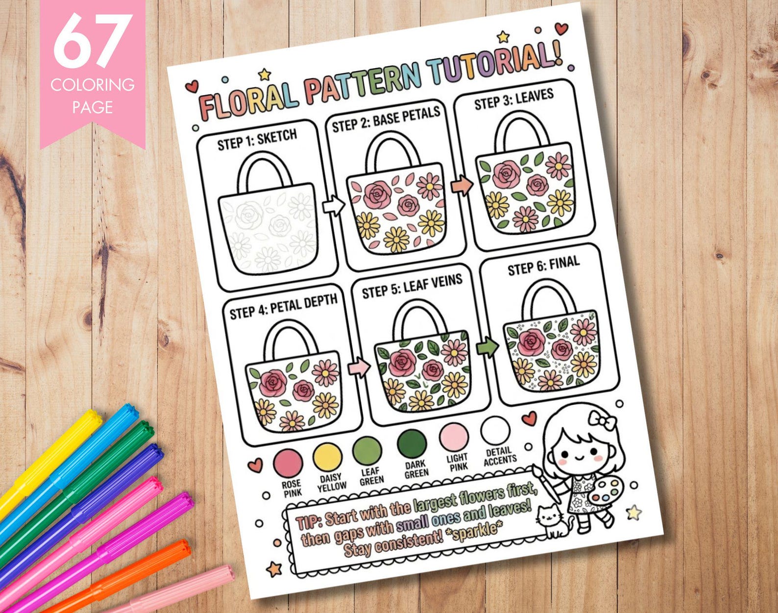 How to Color Stuff Tutorial Book, 65 Pages, Bold Patterns Textures ...
