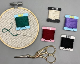 DMC Standard 490 Piece Set (1-ECRU) - Pre-numbered Embroidery Floss Bobbins (Custom Colored)