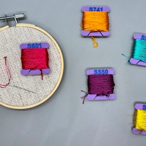 DMC Satins Set (S211-S5200) - Pre-Numbered Embroidery Floss Bobbins (60 Custom Colored Floss Bobbins)