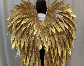 Gold angel wings, Large gold wings, cosplay costume