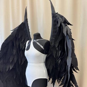 Wings with horns, angel wings, black angel wings, dark cupid wings, wings for cosplay, wings for photoshoot, dance costume, demon wings