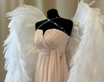 Big white wings, angel wings for dancing and performances, big fluffy wings props for dance , set of white wings for wedding
