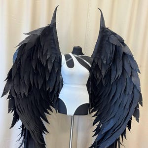Dark cupid wings, wings for cosplay, angel wings with horns, demon wings, black angel wings, wings for photoshoot, Halloween cosplay costume