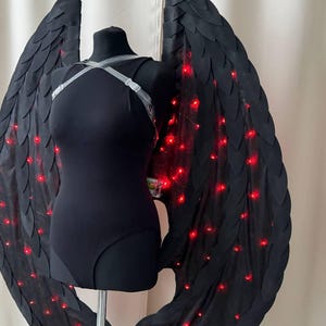 Black Dragon Lighted Wings Cosplay Wings Demon Costume Bat Glowing Wings Wings For Carnival And Party Wings For Perfomances With Lights