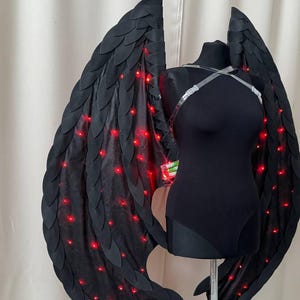 Lighted Black Dragon Wings Cosplay Wings Glowing Demon Costume Bat Wings Wings For Carnival And Party With Lights Wings For Perfomances