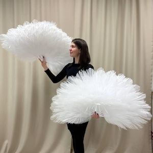 Fächer, weißer Handfächer, flauschiger Fächer, Zubehör zum Kostüm, Zubehör zum Tanzen, Fursuit Fan, Faltfan, Deckenfan, Fan Cover