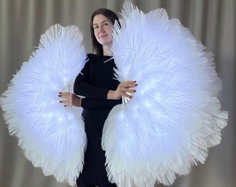 Lighted fan, hand fan with lights, fluffy fan, white fan, fursuit fan, folding fan, ceiling fan, fan cover, accessory to the costume