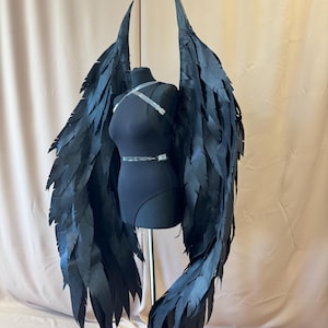 Demon halloween costume cosplay, halloween wings with horns, dark cupid wings, demon wings, angel wings, raven wings, halloween costume